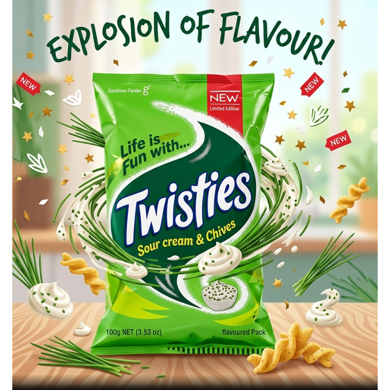 LIMITED EDITION: Twisties Sour Cream & Chives 100g